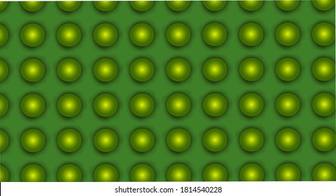 patrón de bolas amarillo-oro sobre un fondo verde. bolas de gradiente redondeadas