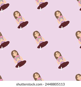 pattern yogi girl, lilac, meditation, relaxation