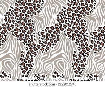 Pattern with zebra and leopard print. Seamless background, drawing of animals