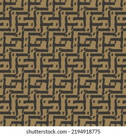 Pattern With Zigzags, Meanders And Dots. Geometric Decoration In Shades Of Brown. Abstract Tapestry Texture.