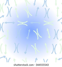 Pattern  of zodiac  motif, doodles, objects, Sagittarius,Pisces signs. Hand drawn.