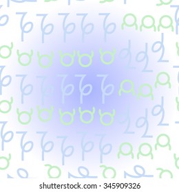 Pattern  of zodiac  motif, doodles, objects, Taurus,Capricorn signs. Hand drawn.