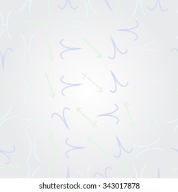 Pattern  of zodiac  motifs, doodles, objects, Aries,Sagittarius,Pisces signs. Hand drawn.