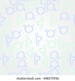   pattern of zodiac signs, doodles,  object, taurus,libra. Hand drawn.