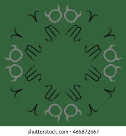 Pattern of zodiac signs, doodles,  object, taurus,aries, scorpios, copy space, circular . Hand drawn.