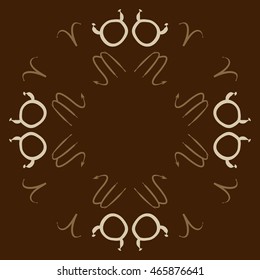 Pattern of zodiac signs, doodles,  object, taurus,aries, scorpios, copy space, circular . Hand drawn.