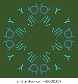 Pattern of zodiac signs, doodles,  object, taurus,aries, scorpios, copy space, circular . Hand drawn.