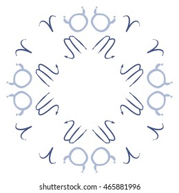 Pattern of zodiac signs, doodles,  object, taurus,aries, scorpios, copy space, circular . Hand drawn.