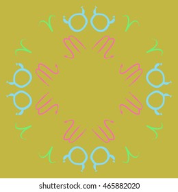 Pattern of zodiac signs, doodles,  object, taurus,aries, scorpios, copy space, circular . Hand drawn.