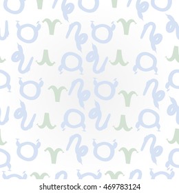    pattern of zodiac signs, doodles,  object, taurus,aries,capricorn. Hand drawn.