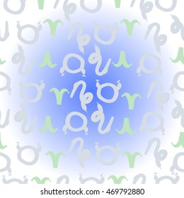    pattern of zodiac signs, doodles,  object, taurus,aries,capricorn. Hand drawn.