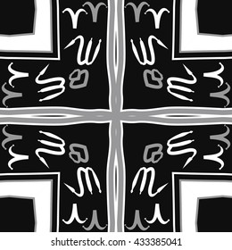 Pattern of zodiac signs, doodles,  object,aries,scorpio,stripes,cross, spot, copy space,hole, circular. Hand drawn.