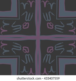 Pattern of zodiac signs, doodles,  object,aries,scorpio,stripes,cross, spot, copy space,hole, circular. Hand drawn.