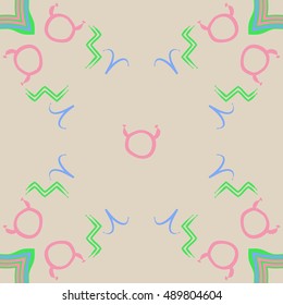 Pattern of zodiac signs. Hand drawn.