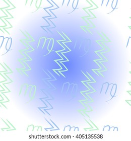 Pattern of zodiac sings, virgo, aquarius,zigzag. Hand drawn.