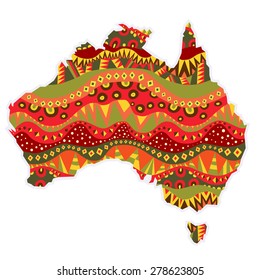 Patterned Australia Continent Map Element Bright Stock Vector (Royalty ...