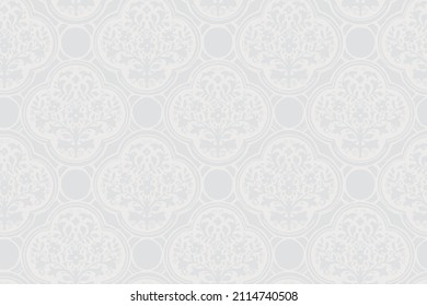 Patterned azulejo floral damask floor tiles seamless . Abstract geometric background. Vector illustration,  mediterranean pattern. Portuguese floor tiles azulejo design. Floor cement talavera tiles