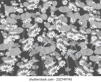 Patterned background flower,Lotus flowers hand drawn on white background. Traditional Japanese ink painting. Contains hieroglyphs - zen, freedom, nature, beauty