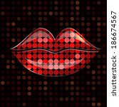Patterned background with glass icon lips