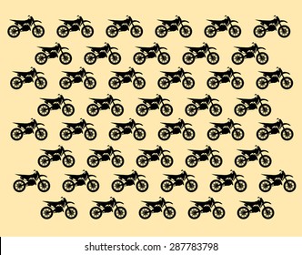 patterned background with silhouettes of motocross bike