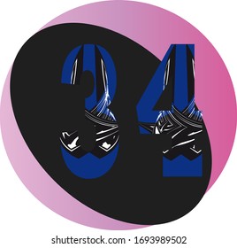 Patterned black and dark blue white 34 Logo Design template 