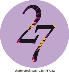 Patterned black purple orange number 27 Logo Design template