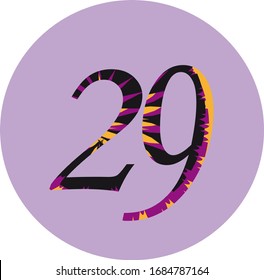 Patterned black purple orange number 29 Logo Design template