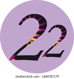 Patterned black purple orange number 22 Logo Design template 