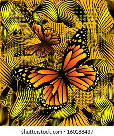 patterned butterfly on a bright colored background