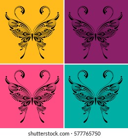 Patterned butterfly.  Pop art style vector illustration.