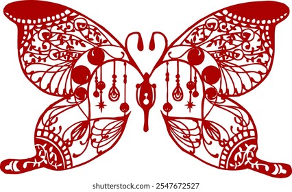 Patterned butterfly silhouette illustration material