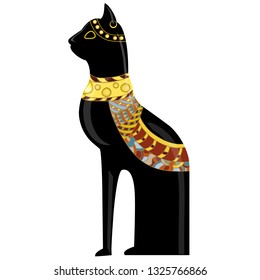 Patterned cat. African Egypt totem. It may be used for design of a t-shirt, bag, postcard, a poster and so on. Zentangle art.