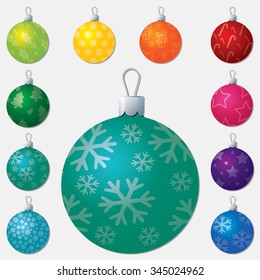 Patterned Christmas bauble set in vector format.