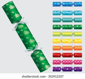 Patterned Christmas cracker set in vector format.