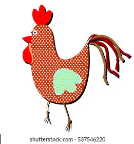Patterned cock and hen on a white background. Funny illustration of a simple holiday flat in trendy style.