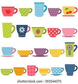 Patterned coffee and tea cups