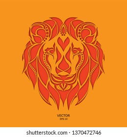 Patterned colored head of the lion. African / indian / totem / tattoo design. It may be used for design of a t-shirt, bag, postcard and poster.