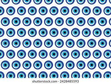 Patterned colorful background, Greek eye, editable vector.