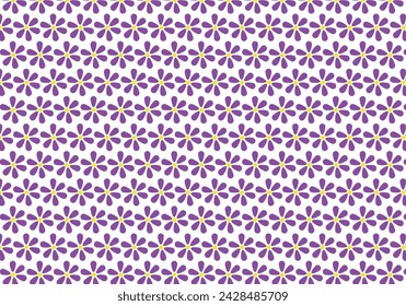 patterned colorful background, purple flowers, editable vector.