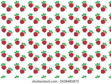 Patterned colorful background, strawberry designs, print, editable vector.