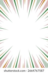 Patterned concentration line, background frame, pop design, Christmas color, Vertical