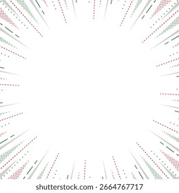 Patterned concentration line, background frame, pop design, Christmas color, square size