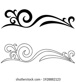 Patterned curls close-up on a white background. Fragments of vector graphics. Material for creating ornaments and seamless designs.