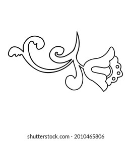 Patterned curls close-up on a white background. Fragments of vector graphics. Material for creating ornaments and seamless designs.