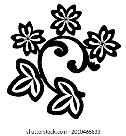Patterned curls close-up on a white background. Fragments of vector graphics. Material for creating ornaments and seamless designs.