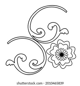 Los rizos estampados se acercan a un fondo blanco. Fragmentos de gráficos vectoriales. Material para la creación de ornamentos y diseños sin fisuras.