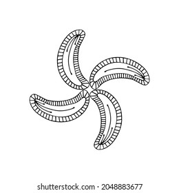 Los rizos estampados se acercan a un fondo blanco. Fragmentos de gráficos vectoriales. Material para la creación de ornamentos y diseños sin fisuras.