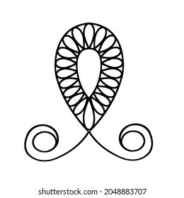 Patterned curls close-up on a white background. Fragments of vector graphics. Material for creating ornaments and seamless designs.