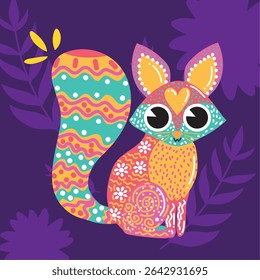 Patterned cute squirrel. Vector illustration