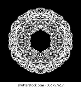 Patterned decorative element  form ring on black background